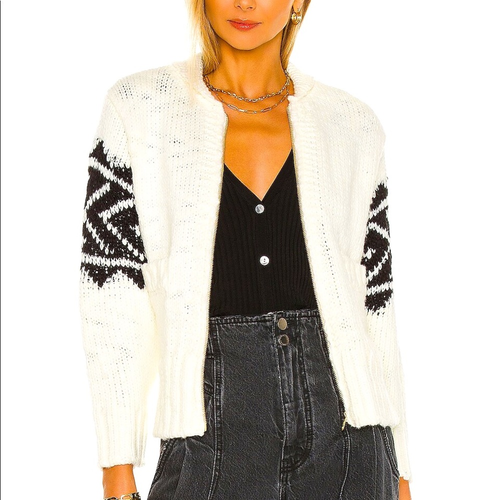 Jens Pirate Booty Beach Bonfire Zip Cardigan in Cream Medium EUC